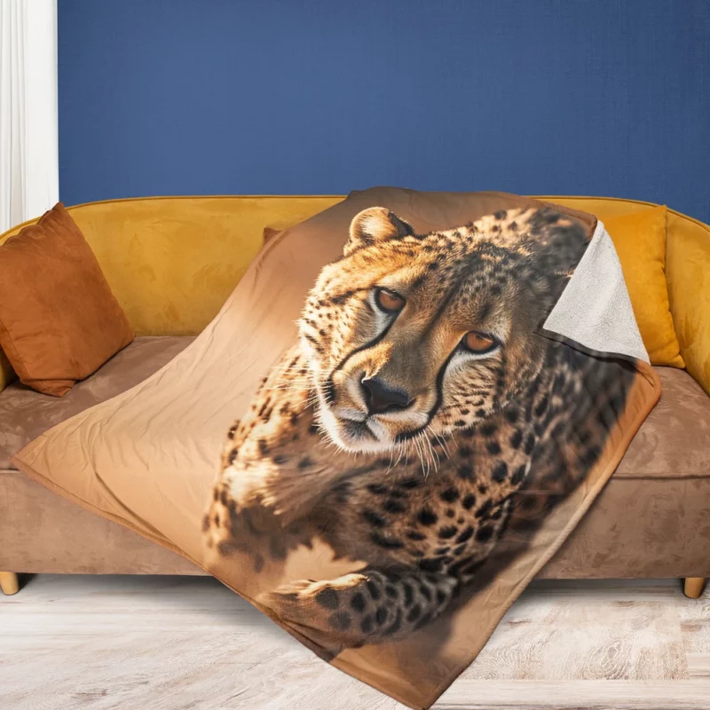 Majestic Cheetah at Sunset Fleece Blanket 1