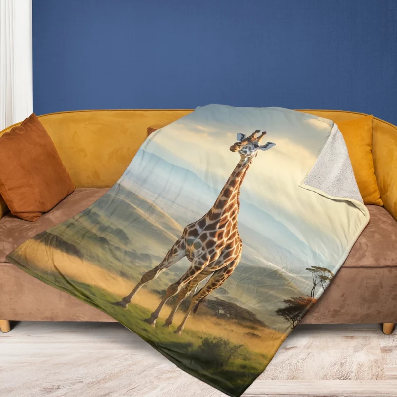 Majestic Hilltop Giraffe Fleece Blanket 1