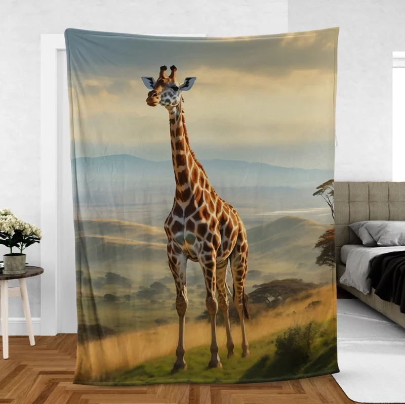 Majestic Hilltop Giraffe Fleece Blanket