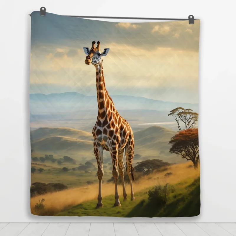 Majestic Hilltop Giraffe Quilt Blanket 1