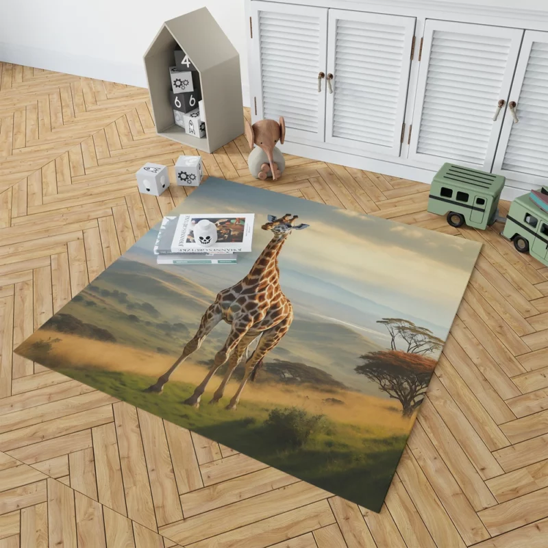 Majestic Hilltop Giraffe Rug 1