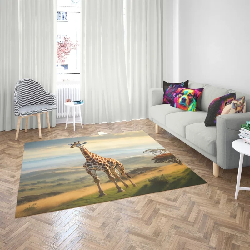 Majestic Hilltop Giraffe Rug 2