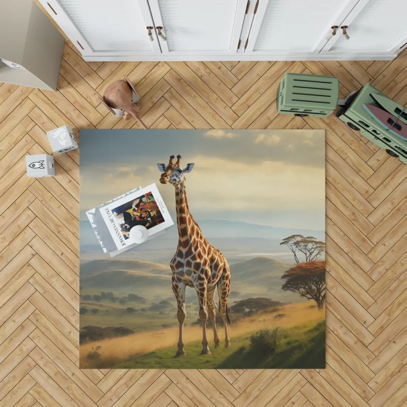 Majestic Hilltop Giraffe Rug