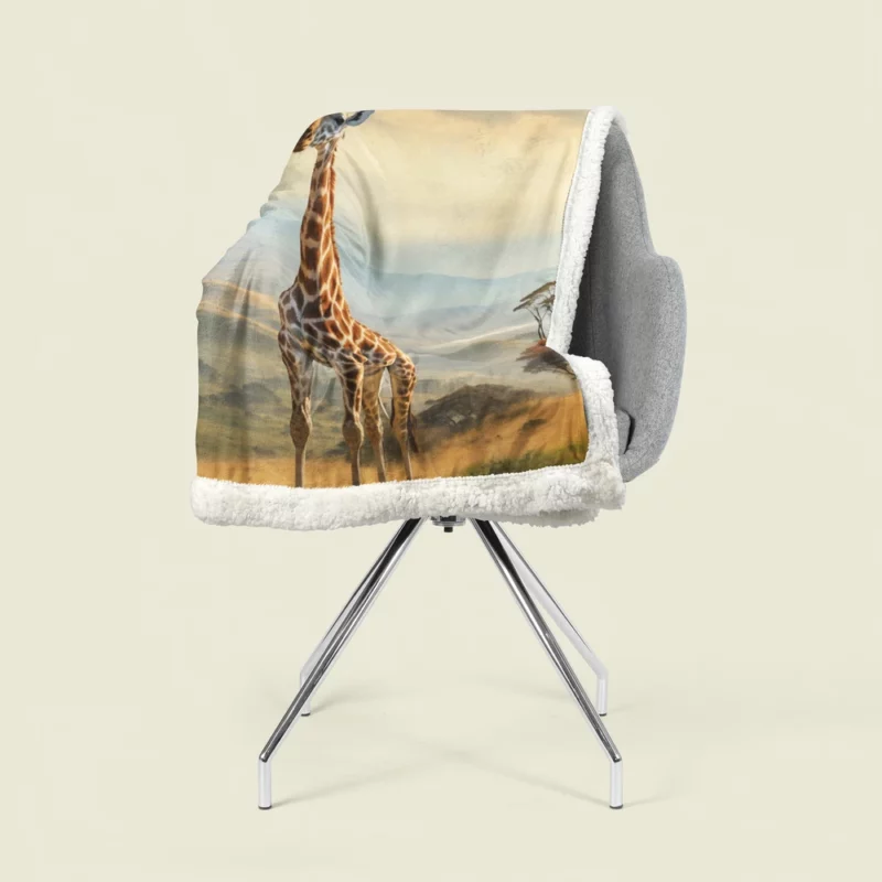 Majestic Hilltop Giraffe Sherpa Fleece Blanket 1