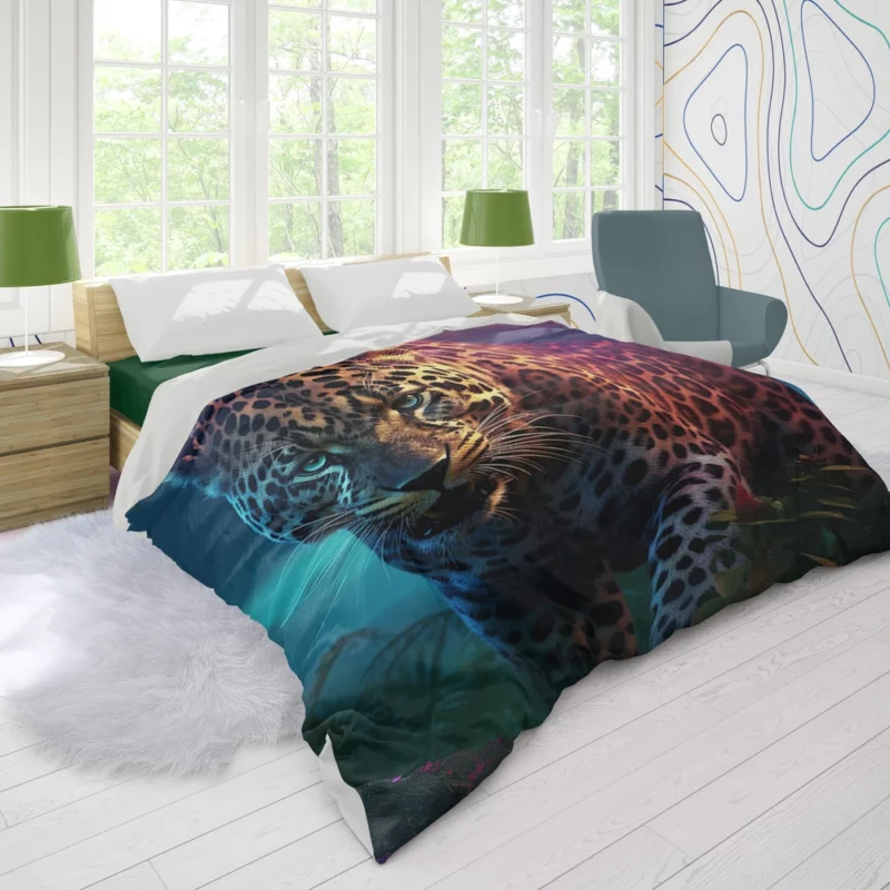 Majestic Jaguar Wallpaper Duvet Cover