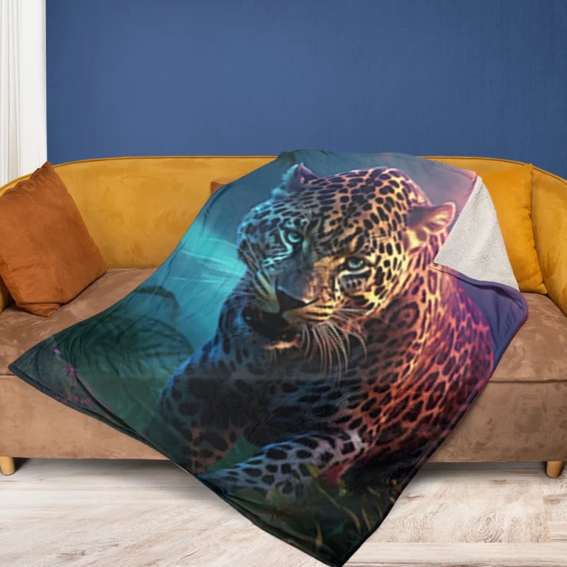 Majestic Jaguar Wallpaper Fleece Blanket 1