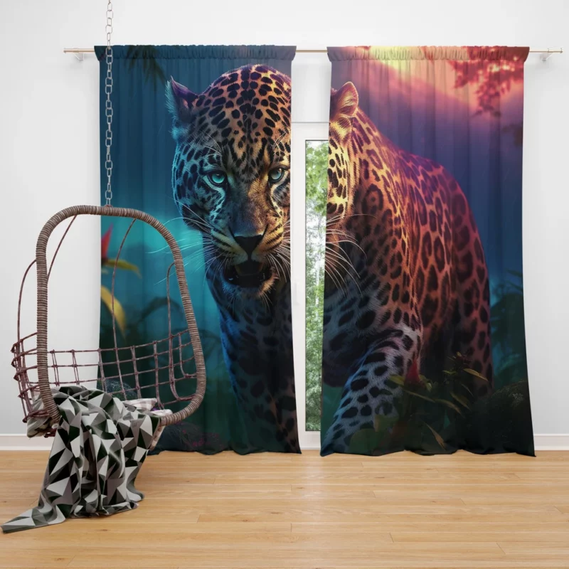 Majestic Jaguar Wallpaper Window Curtain