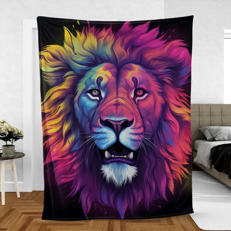 Majestic Lion Painting Fleece Blanket