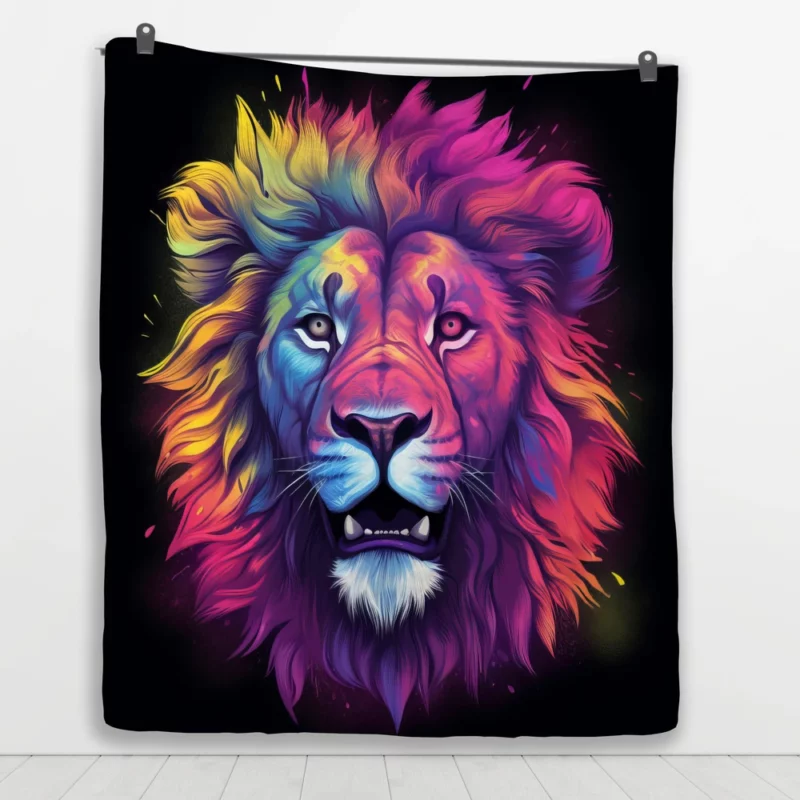 Majestic Lion Painting Quilt Blanket 1