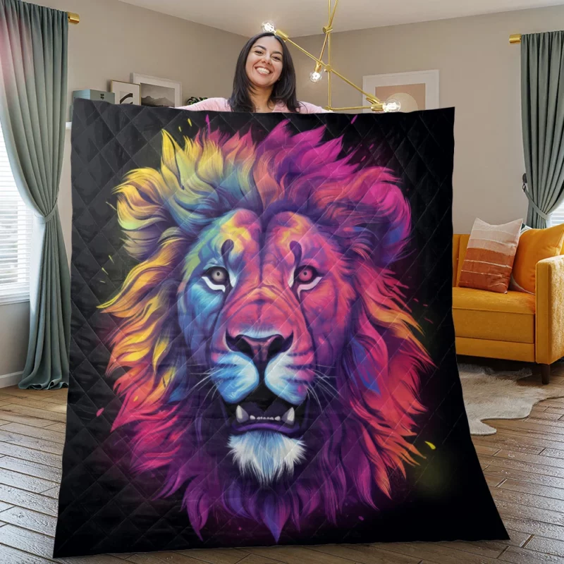 Majestic Lion Painting Quilt Blanket