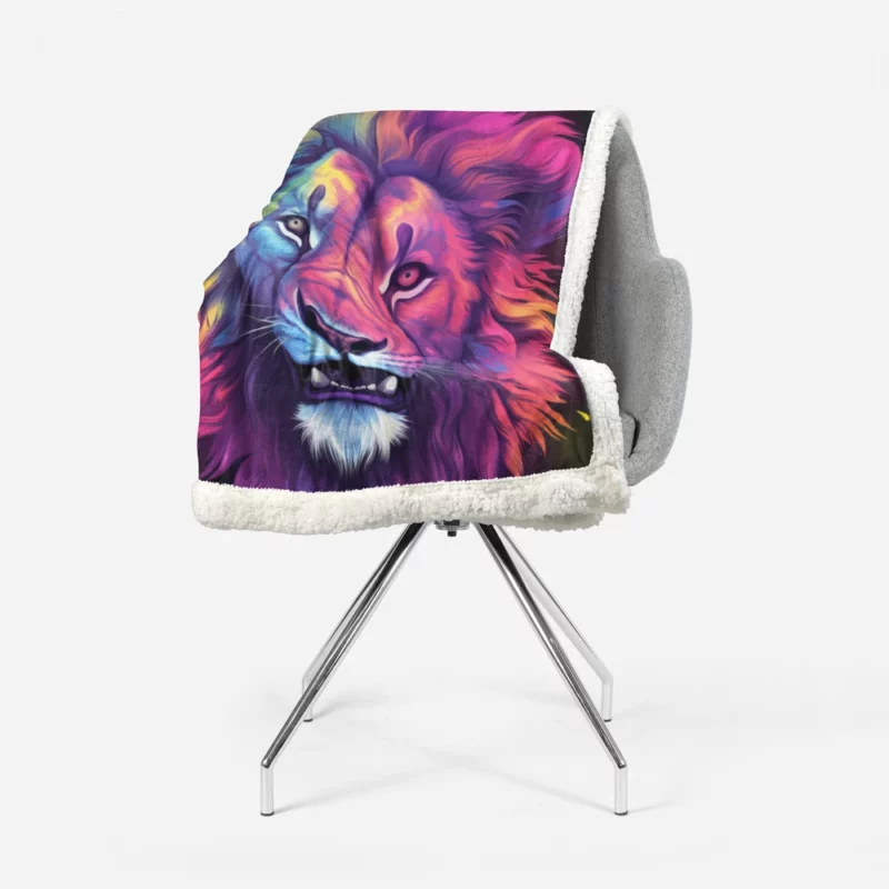 Majestic Lion Painting Sherpa Fleece Blanket 1