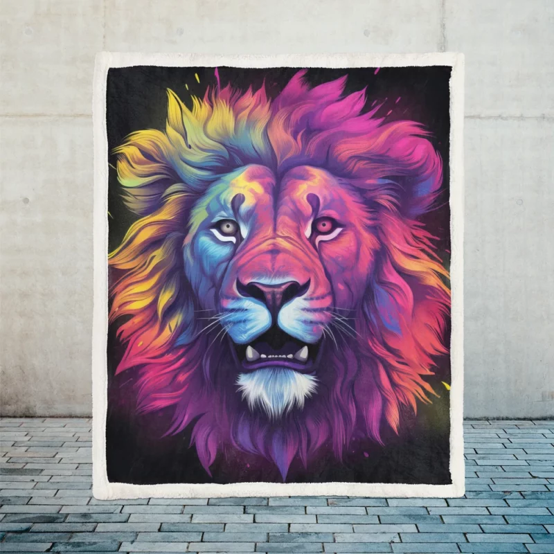 Majestic Lion Painting Sherpa Fleece Blanket