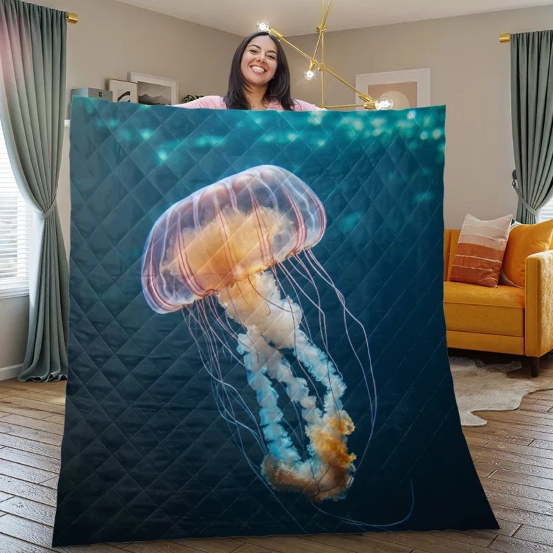 Majestic Ocean Jellyfish Octopus Quilt Blanket