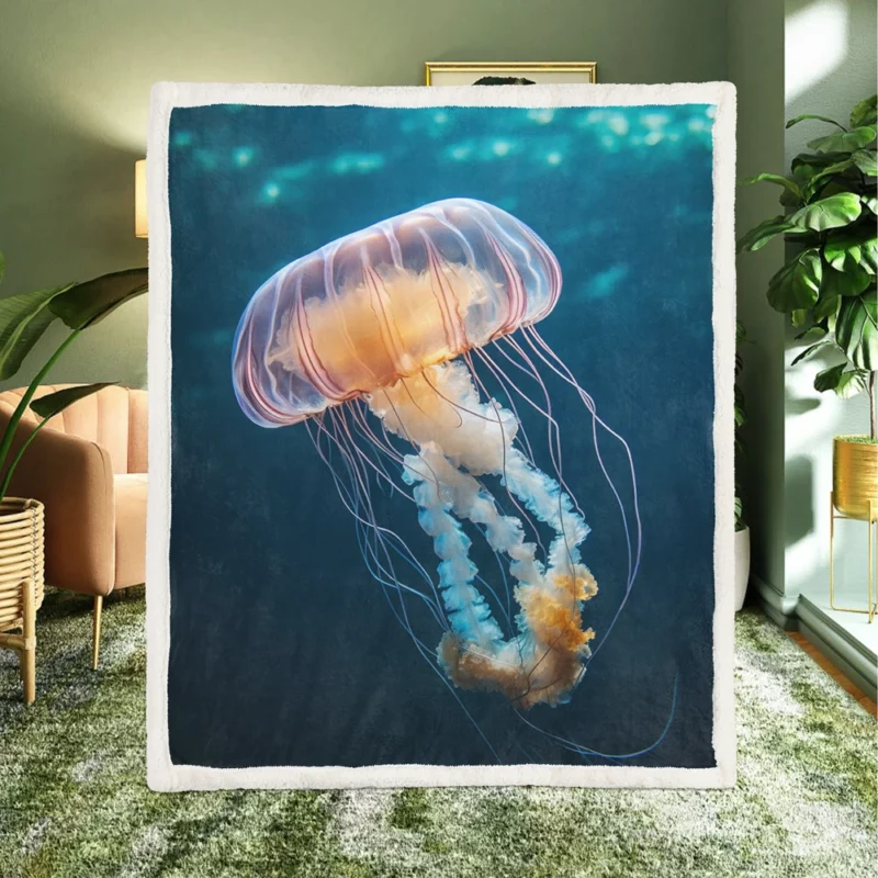 Majestic Ocean Jellyfish Octopus Sherpa Fleece Blanket