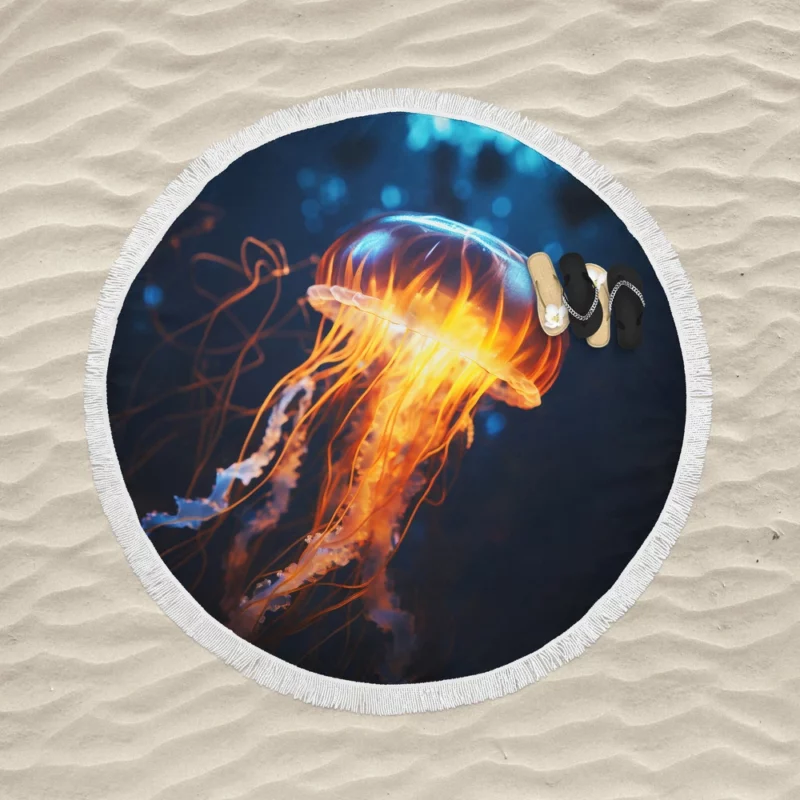 Majestic Ocean Jellyfish SEA Round Beach Towel