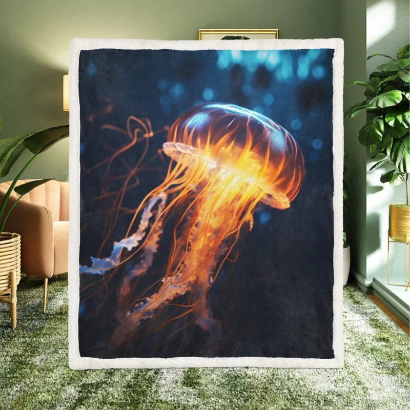 Majestic Ocean Jellyfish SEA Sherpa Fleece Blanket