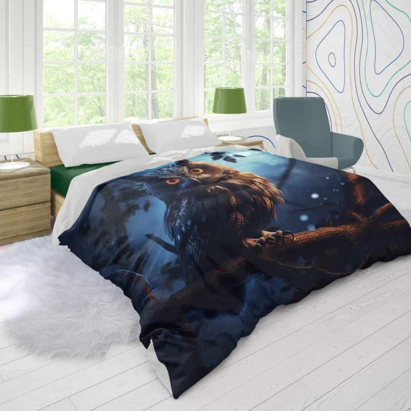 Majestic Owl at Night Duvet Cover