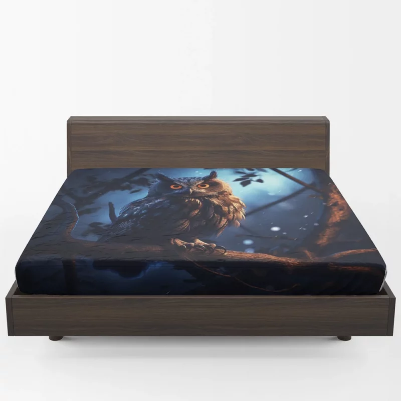 Majestic Owl at Night Fitted Sheet 1