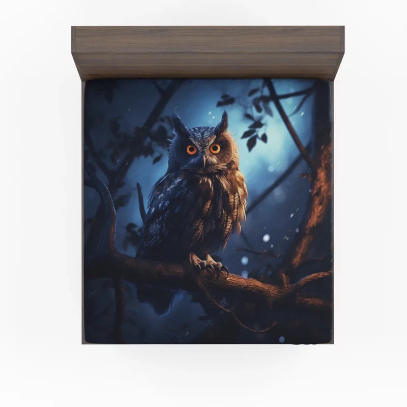 Majestic Owl at Night Fitted Sheet