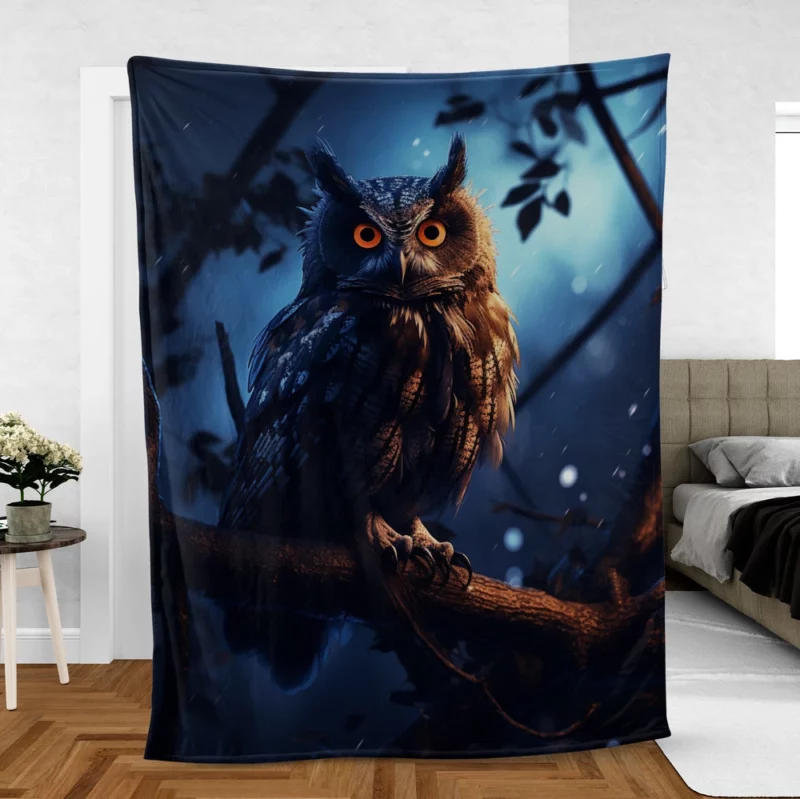 Majestic Owl at Night Fleece Blanket