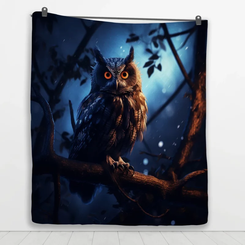 Majestic Owl at Night Quilt Blanket 1