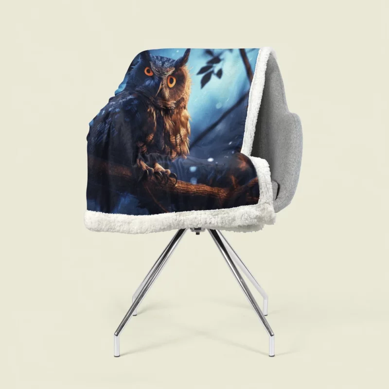 Majestic Owl at Night Sherpa Fleece Blanket 1