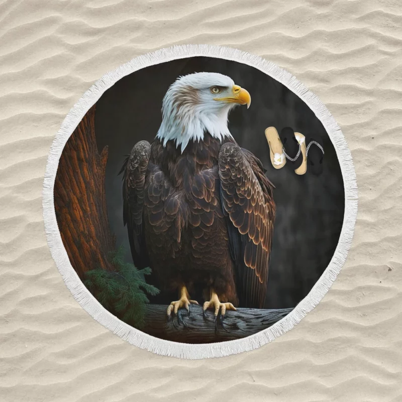 Majestic Soaring Eagle Art Round Beach Towel