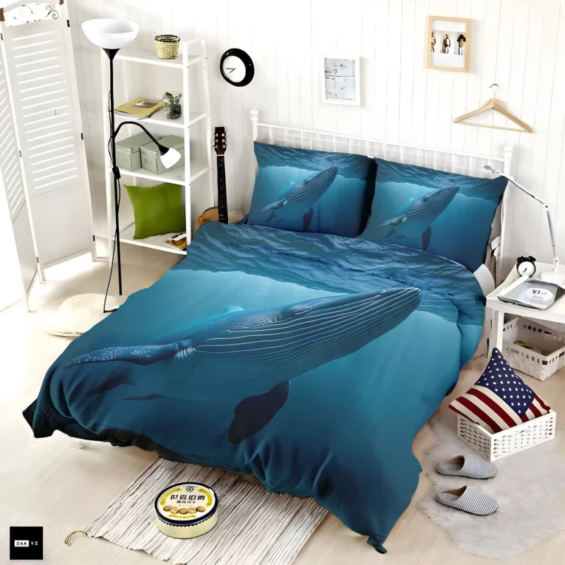 Majestic Whale Swimming Ocean Bedding Set