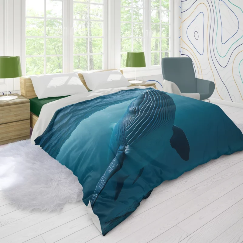 Majestic Whale Swimming Ocean Duvet Cover