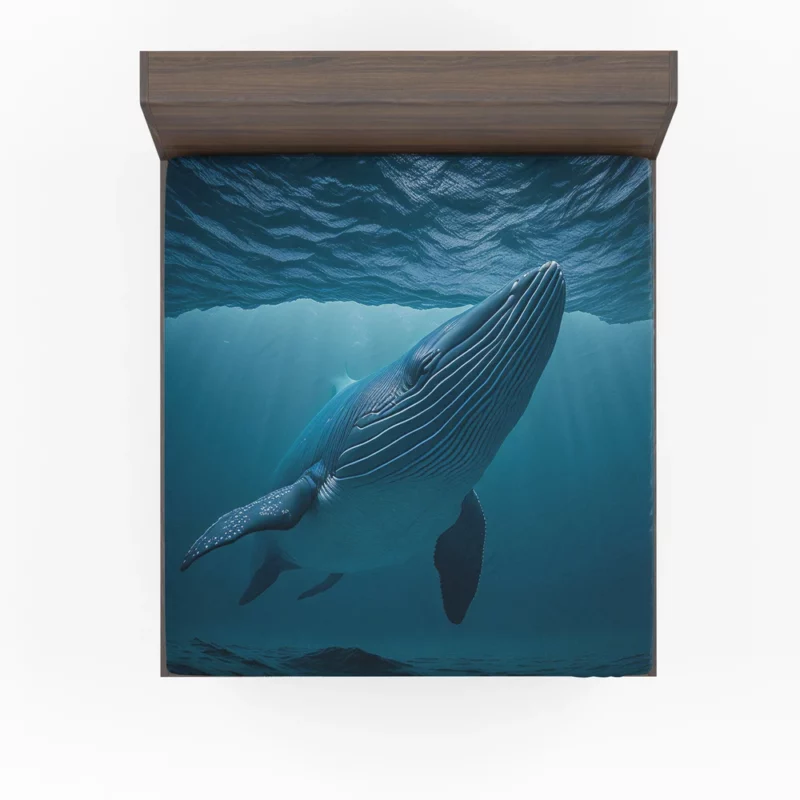 Majestic Whale Swimming Ocean Fitted Sheet