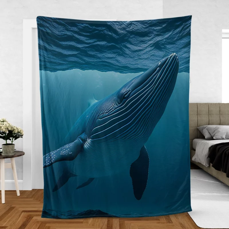 Majestic Whale Swimming Ocean Fleece Blanket