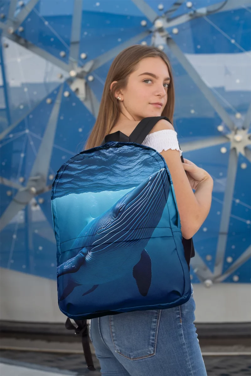 Majestic Whale Swimming Ocean Minimalist Backpack 2