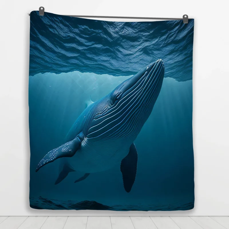 Majestic Whale Swimming Ocean Quilt Blanket 1