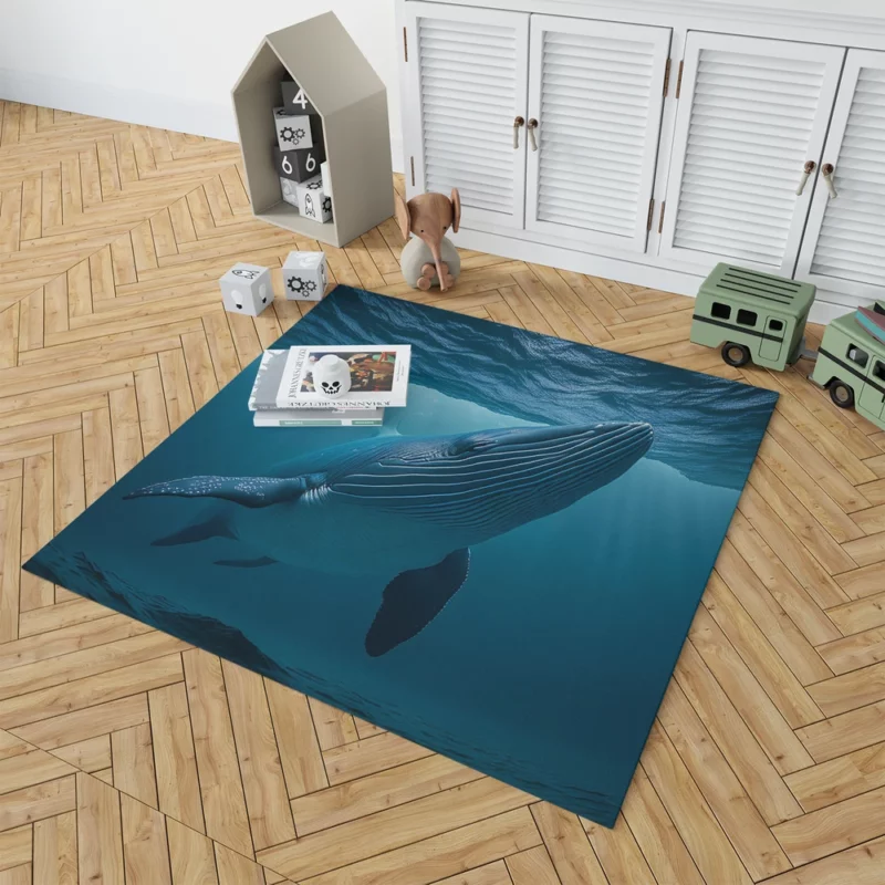 Majestic Whale Swimming Ocean Rug 1