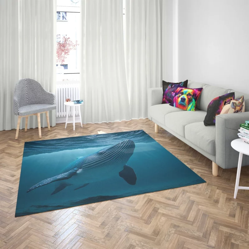 Majestic Whale Swimming Ocean Rug 2