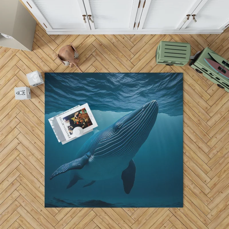 Majestic Whale Swimming Ocean Rug