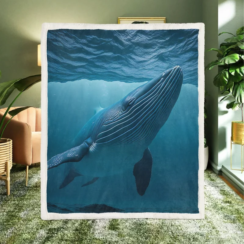 Majestic Whale Swimming Ocean Sherpa Fleece Blanket