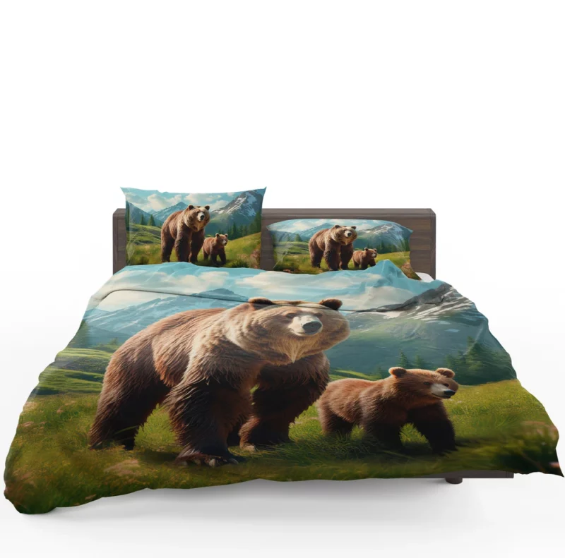 Mama Bear and Cubs in the Mountains Bedding Set 1