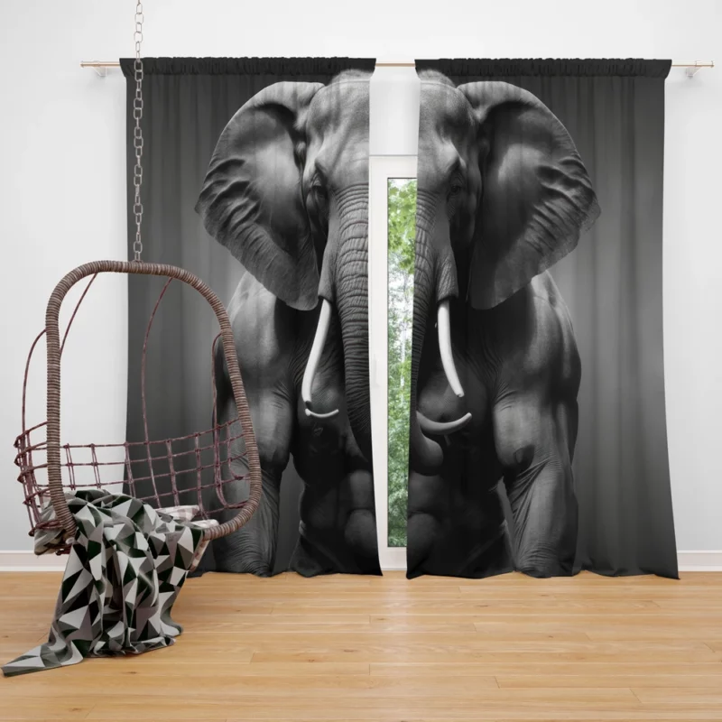 Man Carrying an Elephant Window Curtain