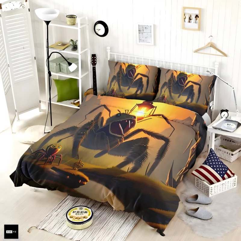 Man vs Giant Spider Artwork Bedding Set