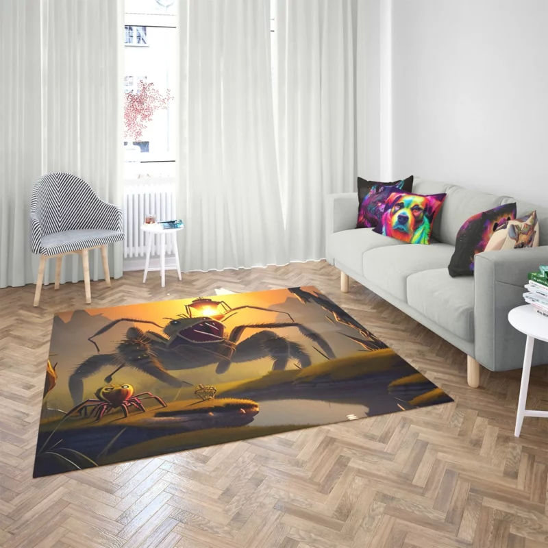 Man vs Giant Spider Artwork Rug 2