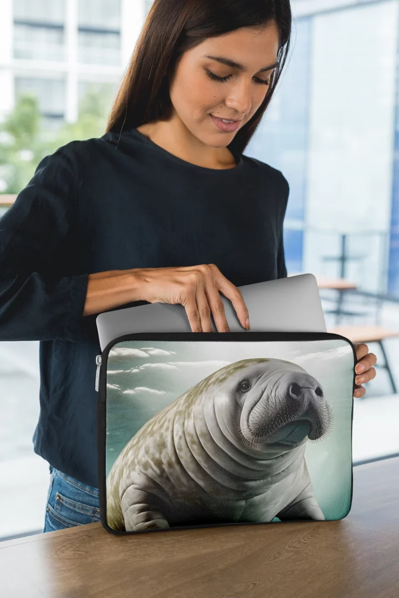 Manatee Swimming in Ocean Laptop Sleeve 1