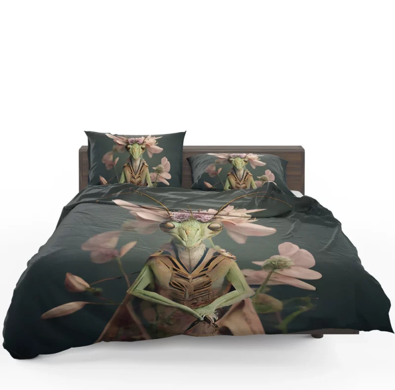 Mantis With Pastel Flowers Bedding Set 1