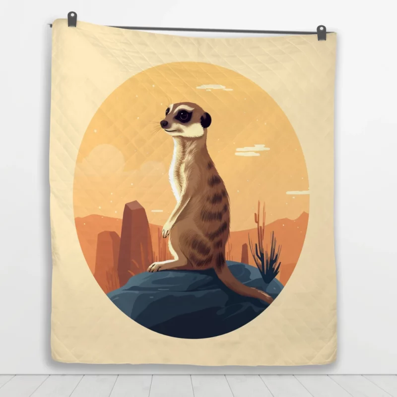 Meerkat in the Desert Quilt Blanket 1