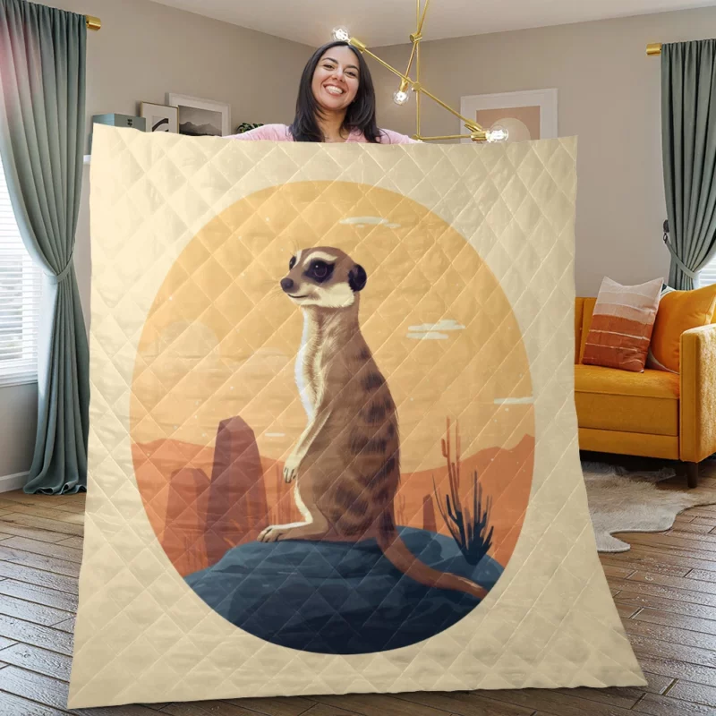 Meerkat in the Desert Quilt Blanket