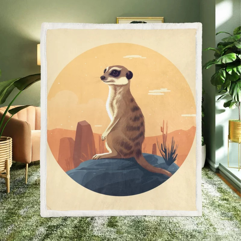 Meerkat in the Desert Sherpa Fleece Blanket