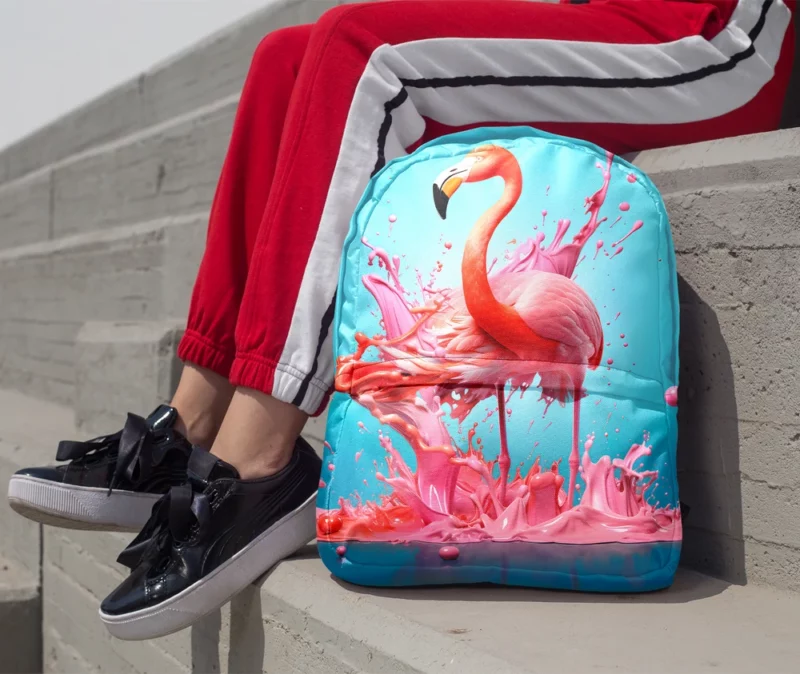 Melting Flamingo Artwork Minimalist Backpack 1