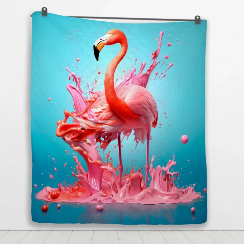 Melting Flamingo Artwork Quilt Blanket 1