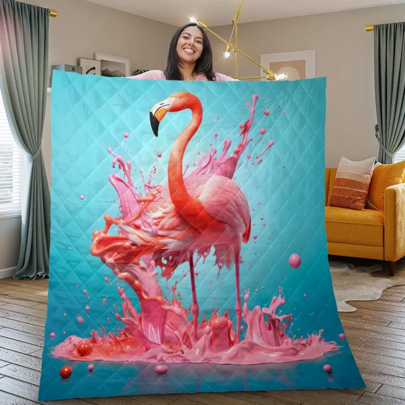 Melting Flamingo Artwork Quilt Blanket