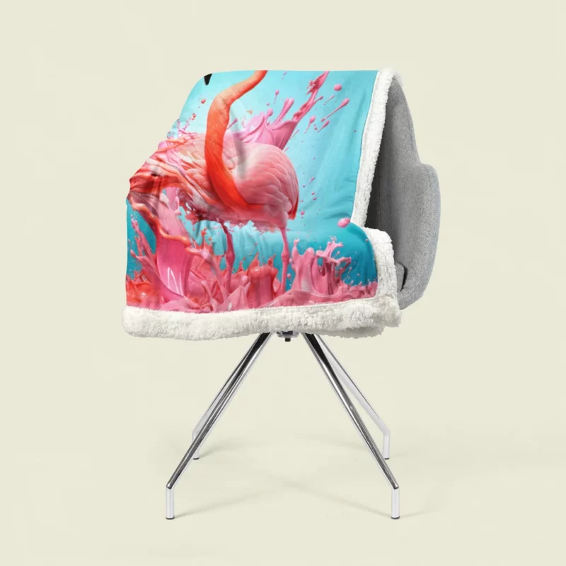 Melting Flamingo Artwork Sherpa Fleece Blanket 1